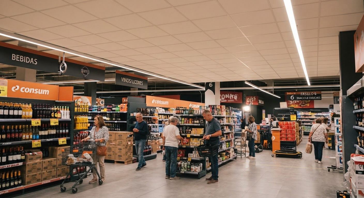 Supermercado Consum con techo desmontable terminado